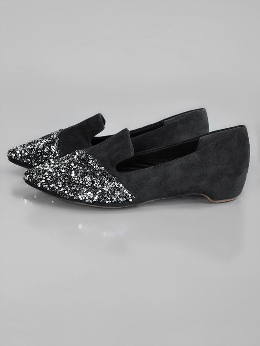 Limelight - Sequined Pointed Pumps - Black