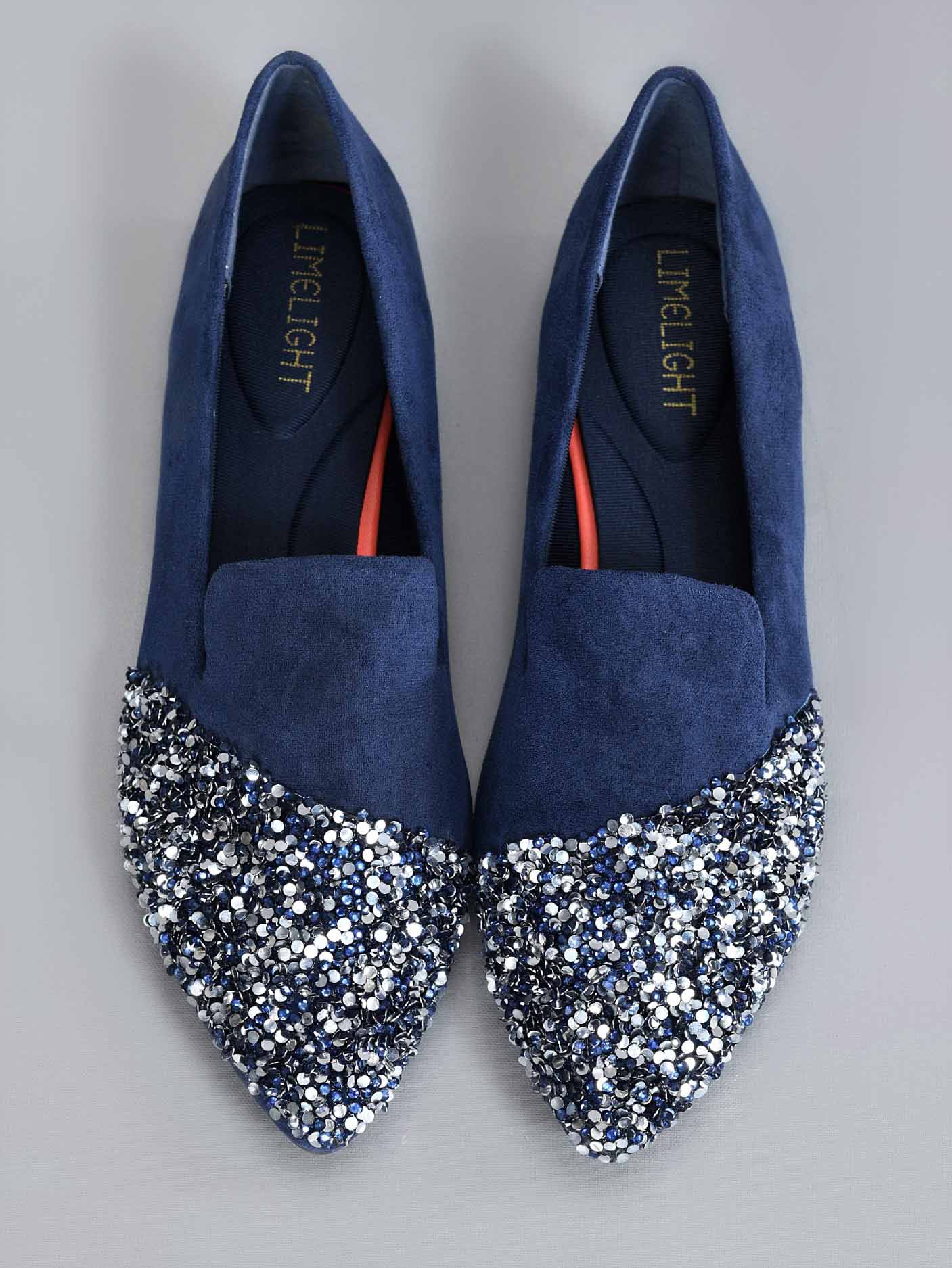 Limelight - Sequined Pointed Pumps - Navy