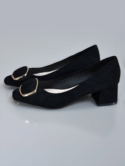 Limelight - Metallic Finish Block Heels- Black