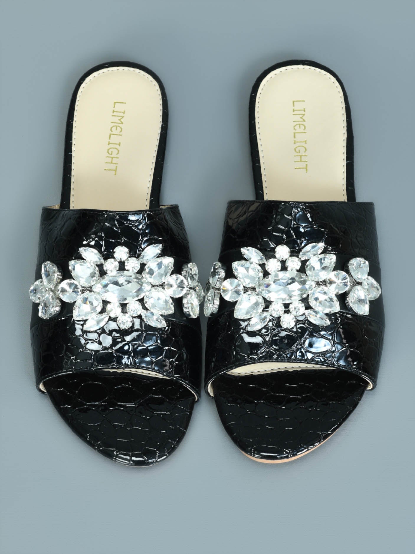 Limelight - Textured Stone Studded Flats