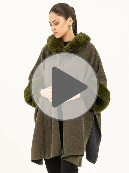 Hooded Fur Cape Shawl