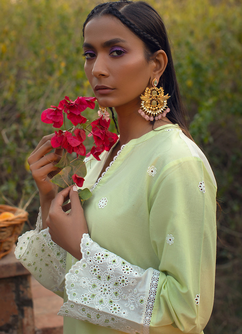 Pistachio Green  Embroidered CO-ORD Set