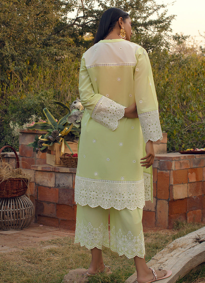 Pistachio Green  Embroidered CO-ORD Set