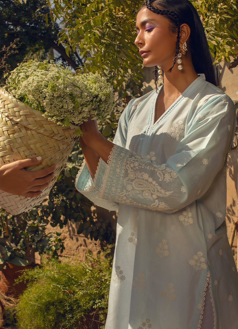 Sky Blue Embroidered Kurta