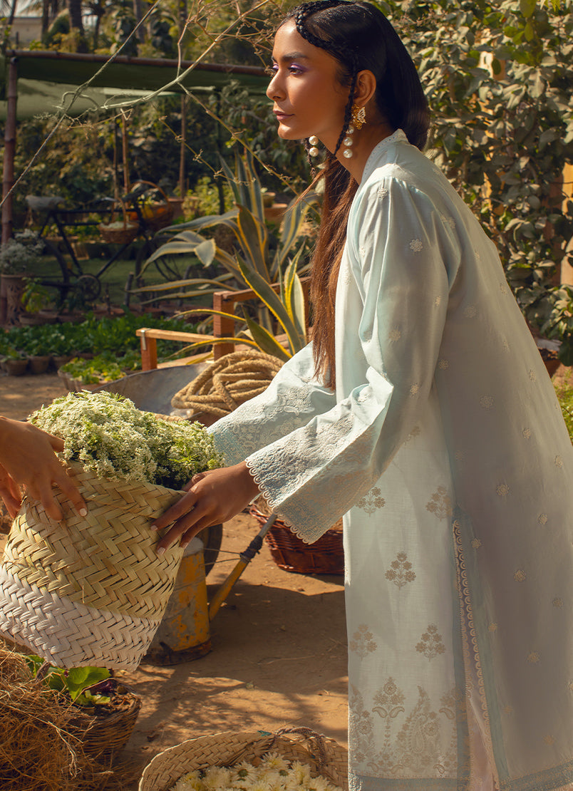 Sky Blue Embroidered Kurta