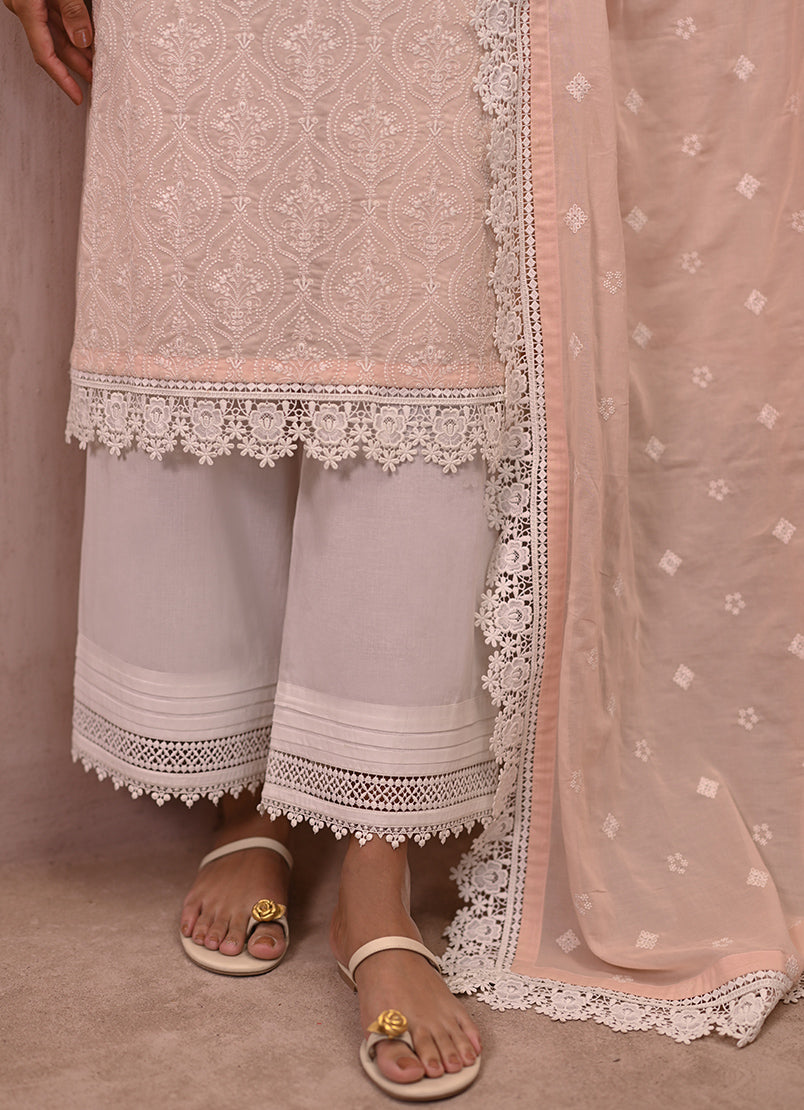 Peach Chikankari CO-ORD Set