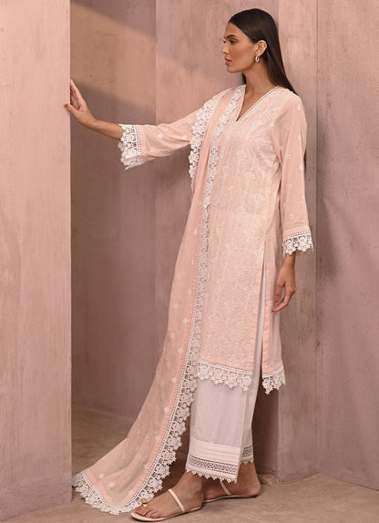 Peach Chikankari CO-ORD Set