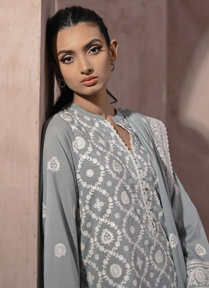 3 PC Blue Haze Chikankari Embroidered Suit