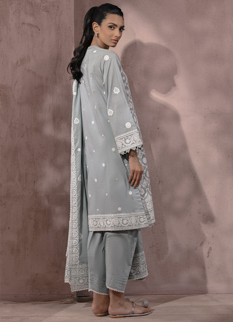 3 PC Blue Haze Chikankari Embroidered Suit