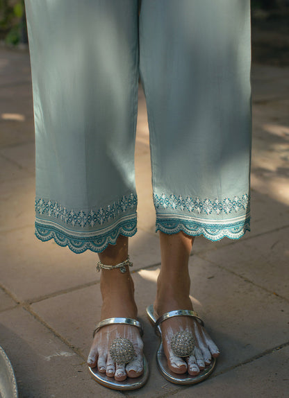 3 PC Sea Blue Suit With Sequins