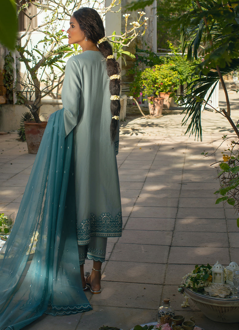 3 PC Sea Blue Suit With Sequins