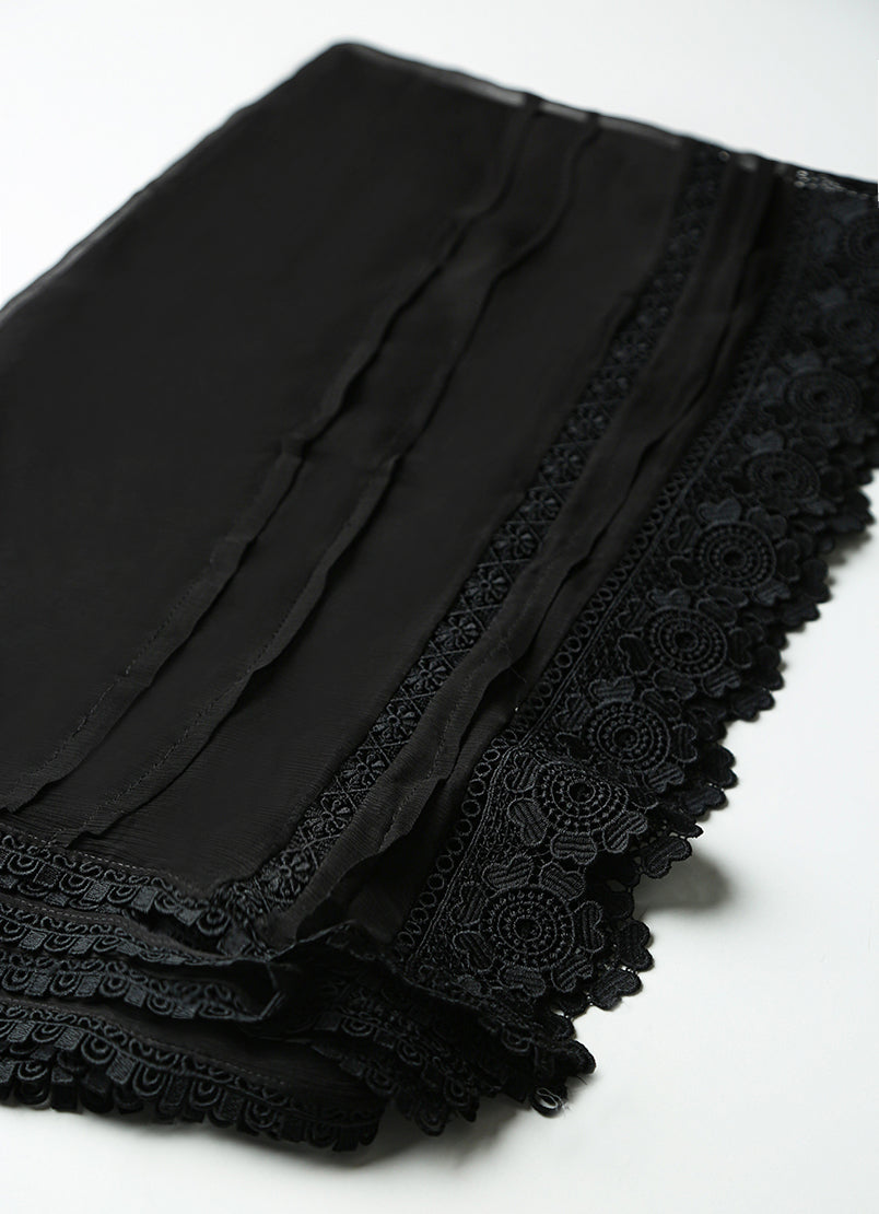 Black Chiffon Lace Dupatta