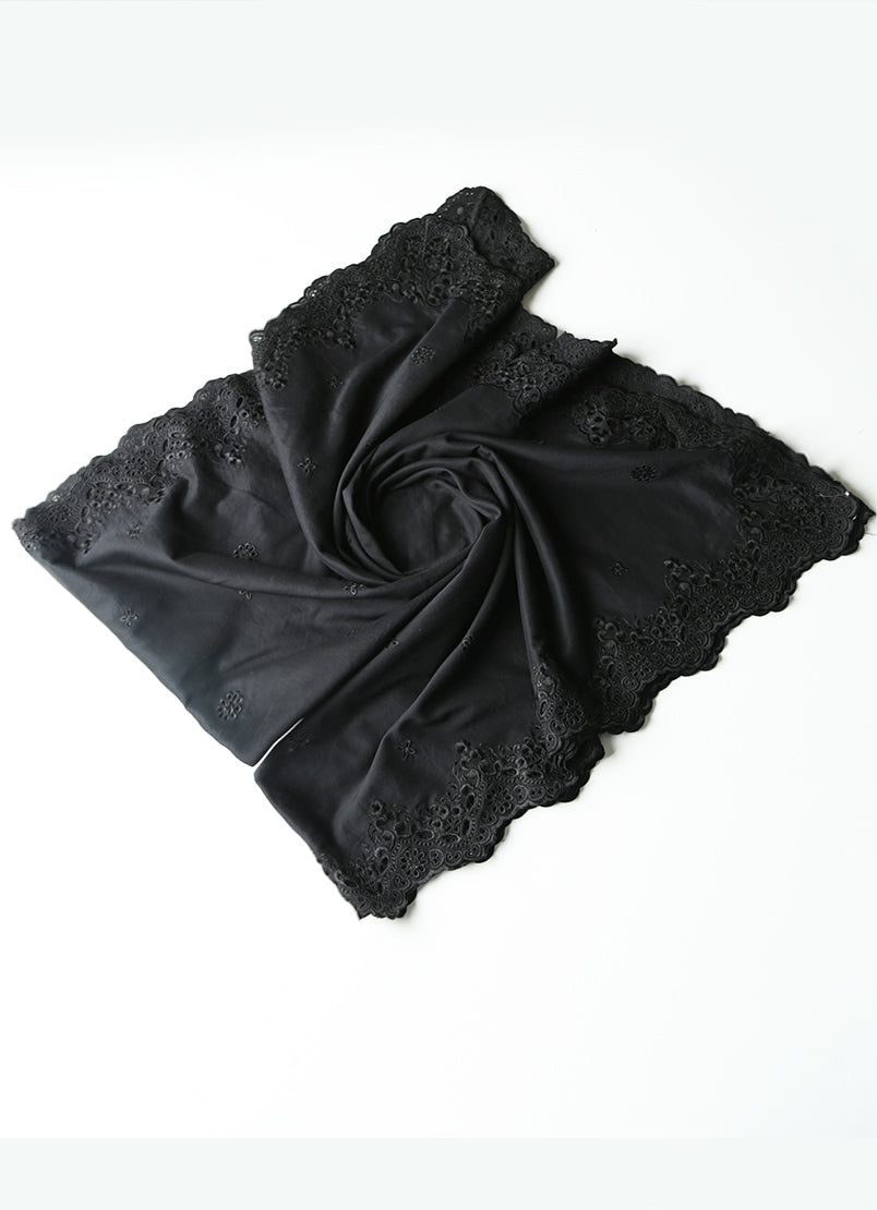 Black Scalloped Dupatta