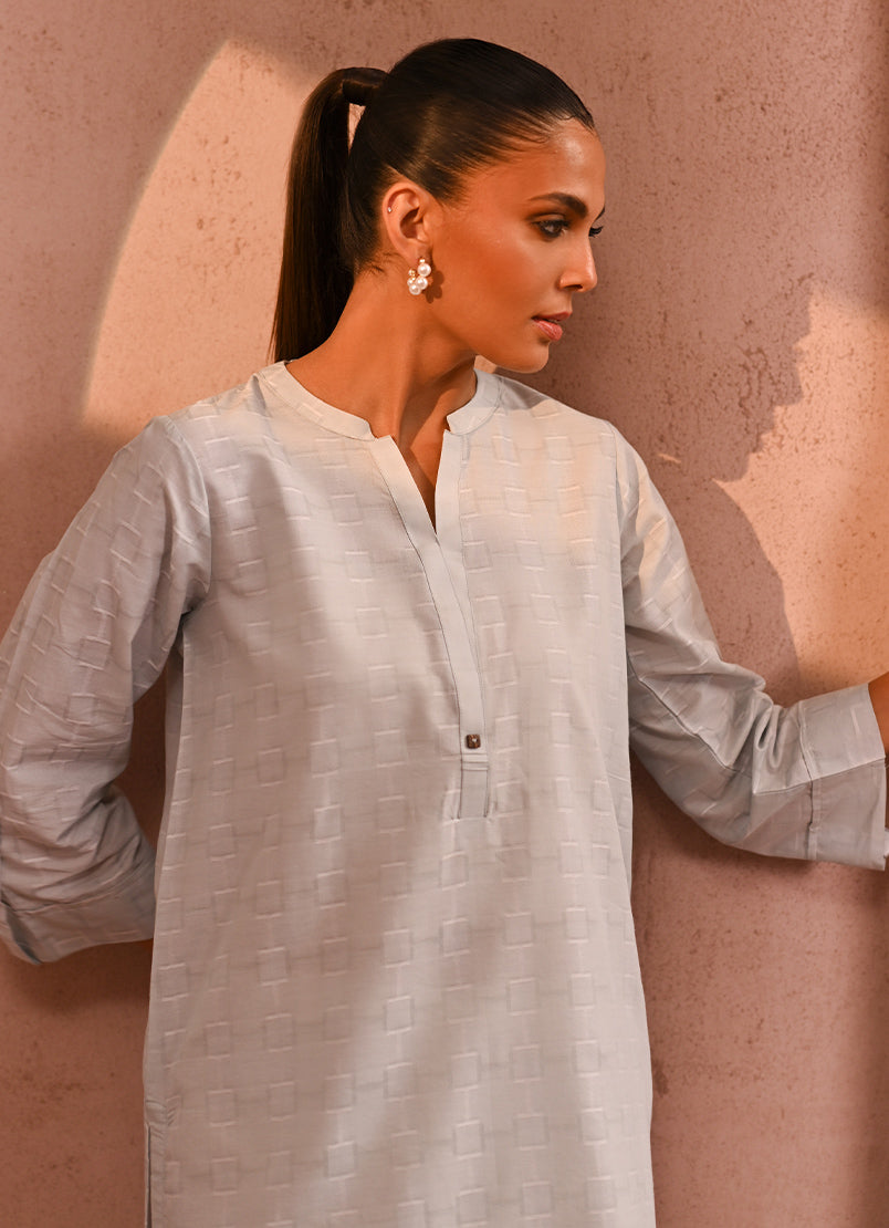 Light Grey Jacquard Kurta