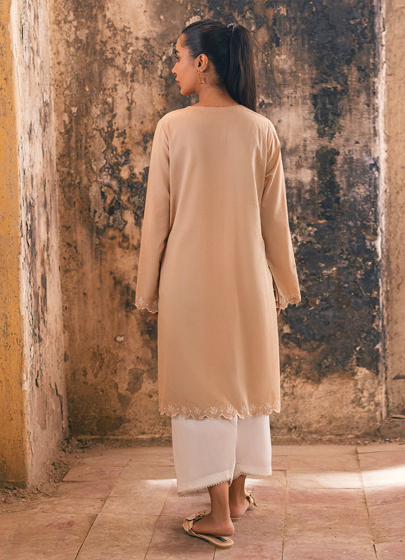 Beige Jacquard Kurta