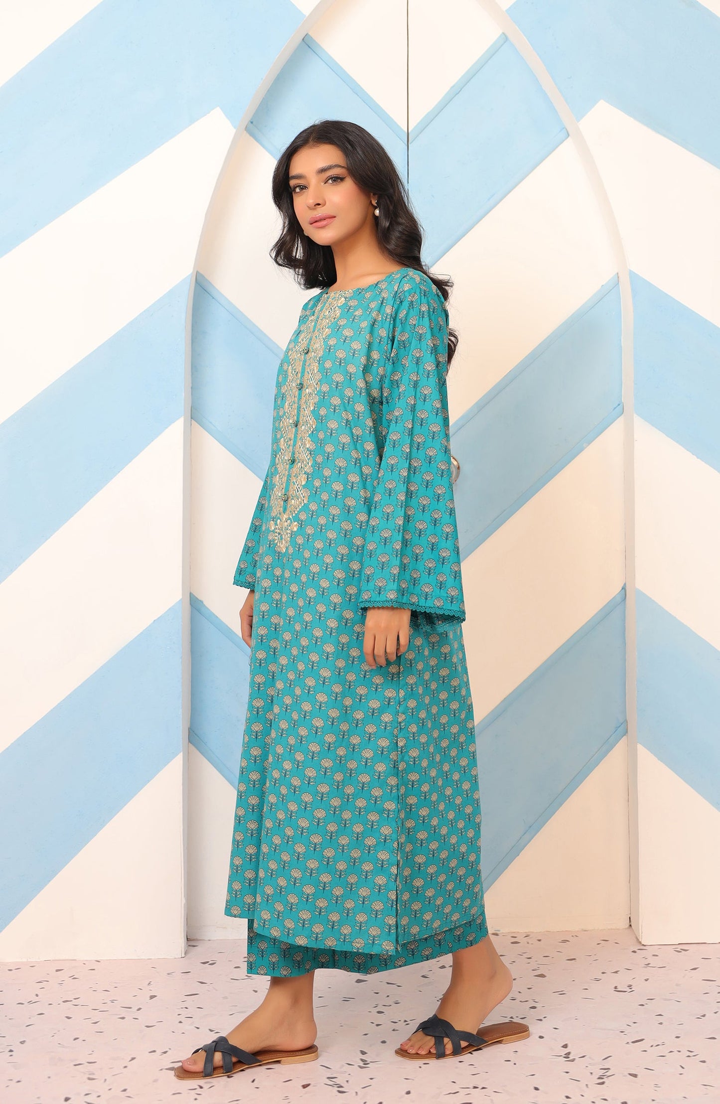 Orient - Stitched 2 Piece Embroidered Cambric Shirt and Cambric Pant