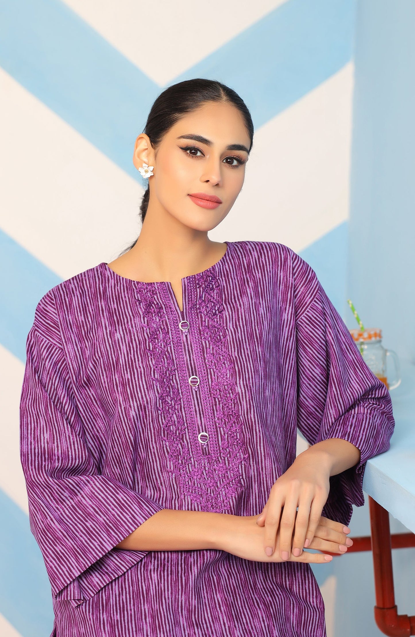 Orient - Stitched 2 Piece Embroidered Khaddar Shirt and Khaddar Pant