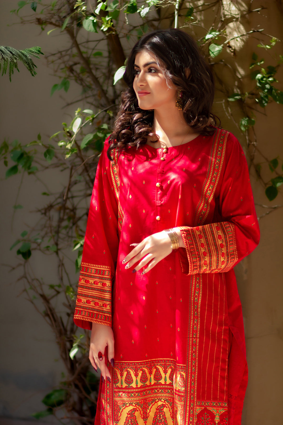 Eraj Hussain - Crimson Orchids - Stitched