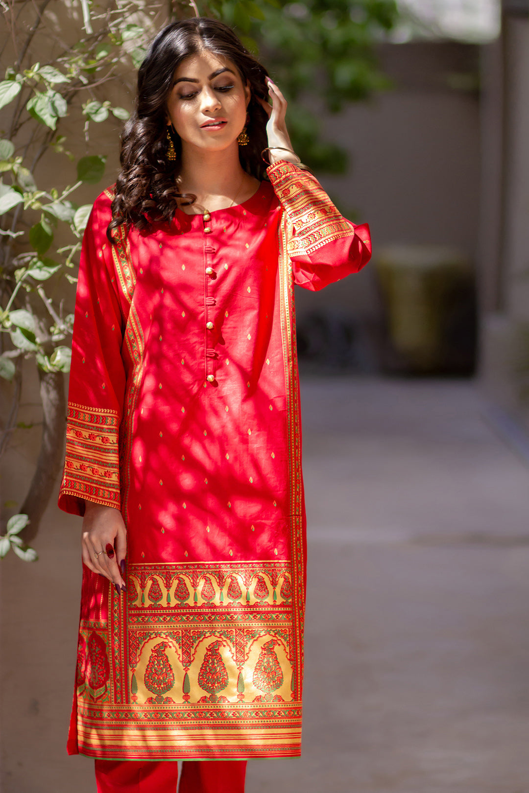 Eraj Hussain - Crimson Orchids - Stitched