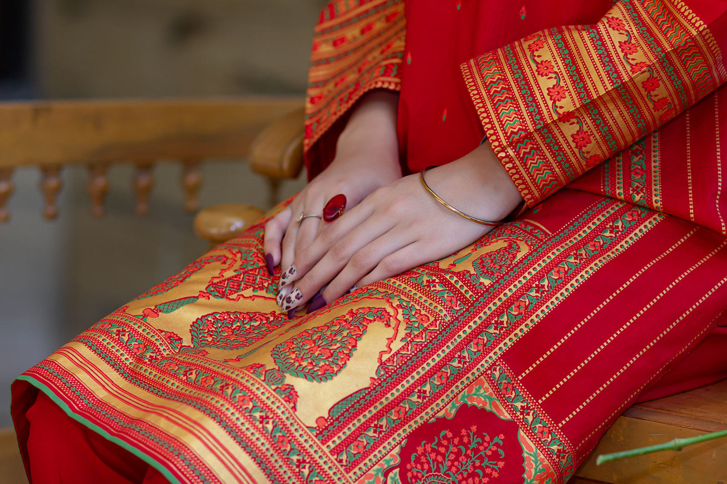 Eraj Hussain - Crimson Orchids - Stitched