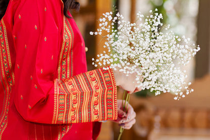 Eraj Hussain - Crimson Orchids - Stitched