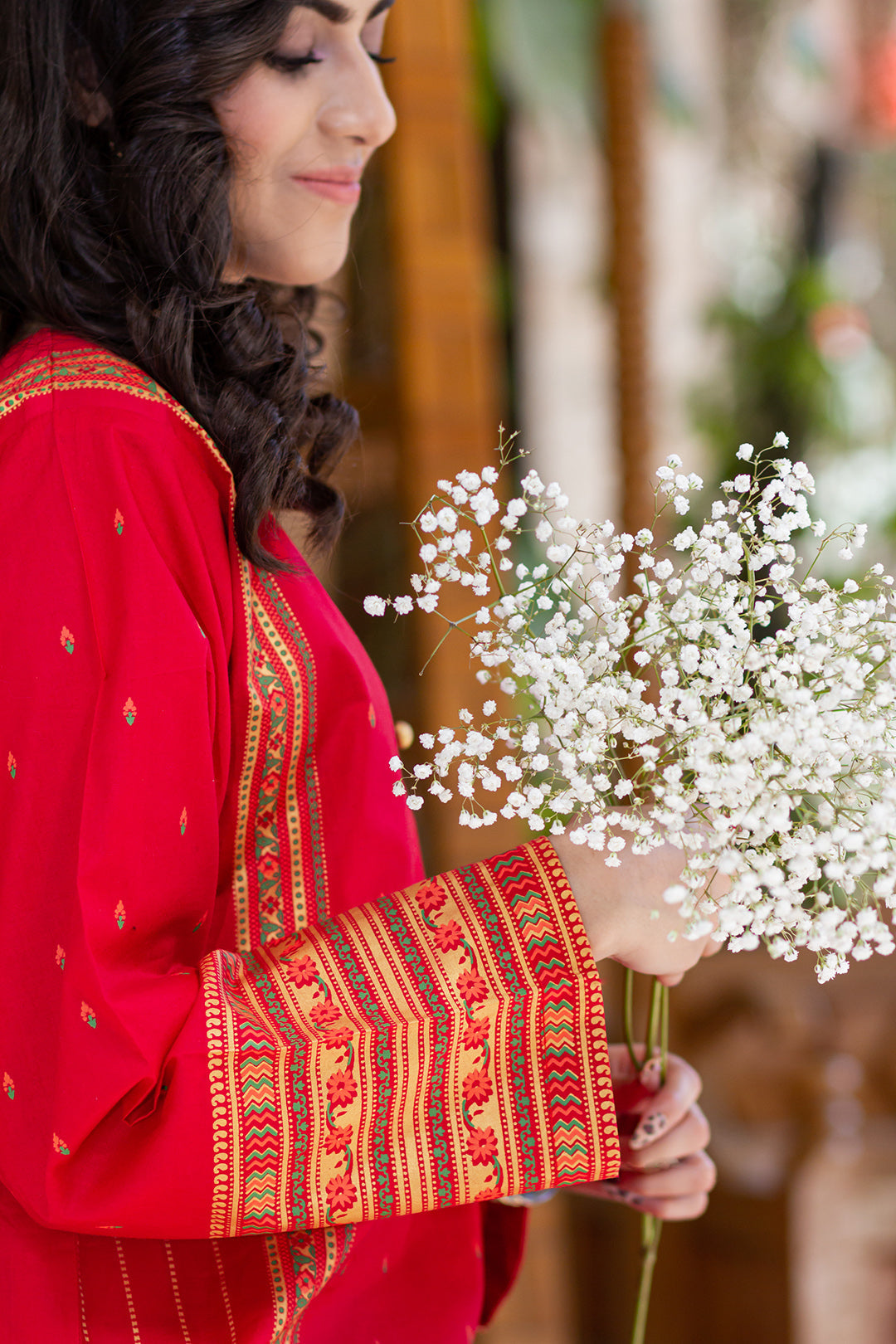 Eraj Hussain - Crimson Orchids - Stitched