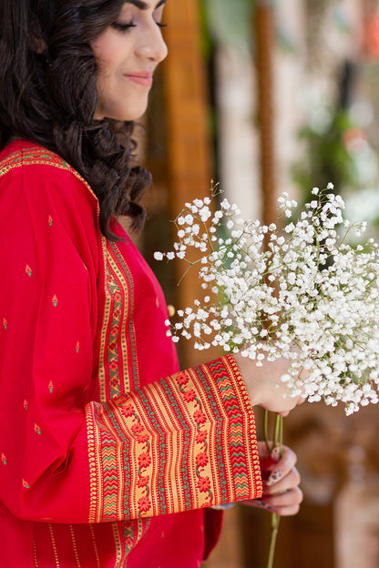 Eraj Hussain - Crimson Orchids - Stitched