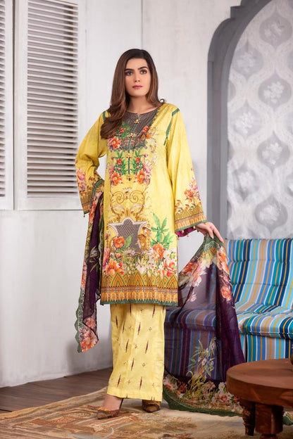 Adan's Libas - Clementine - Digital Printed Lawn (Unstitch)