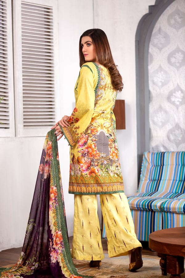 Adan's Libas - Clementine - Digital Printed Lawn (Unstitch)