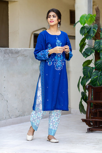 Eraj Hussain - Cerulean Bluebells - Stitched