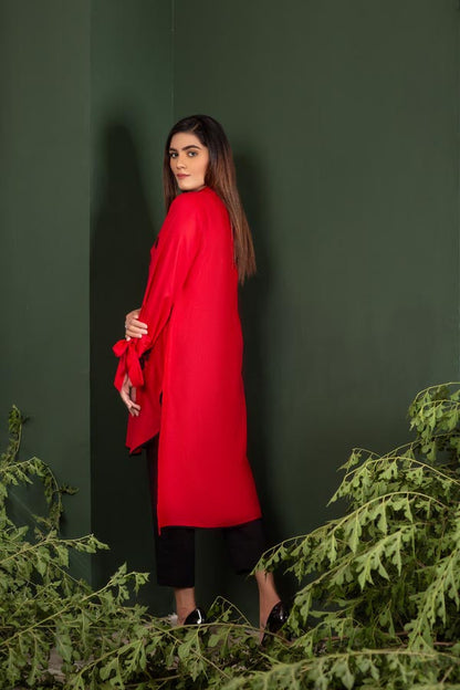 Adan's Libas - Charming Red - Embroidered Lawn Stitch Shirt