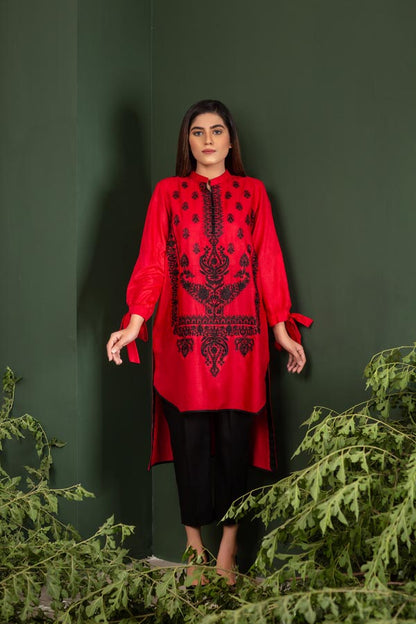 Adan's Libas - Charming Red - Embroidered Lawn Stitch Shirt