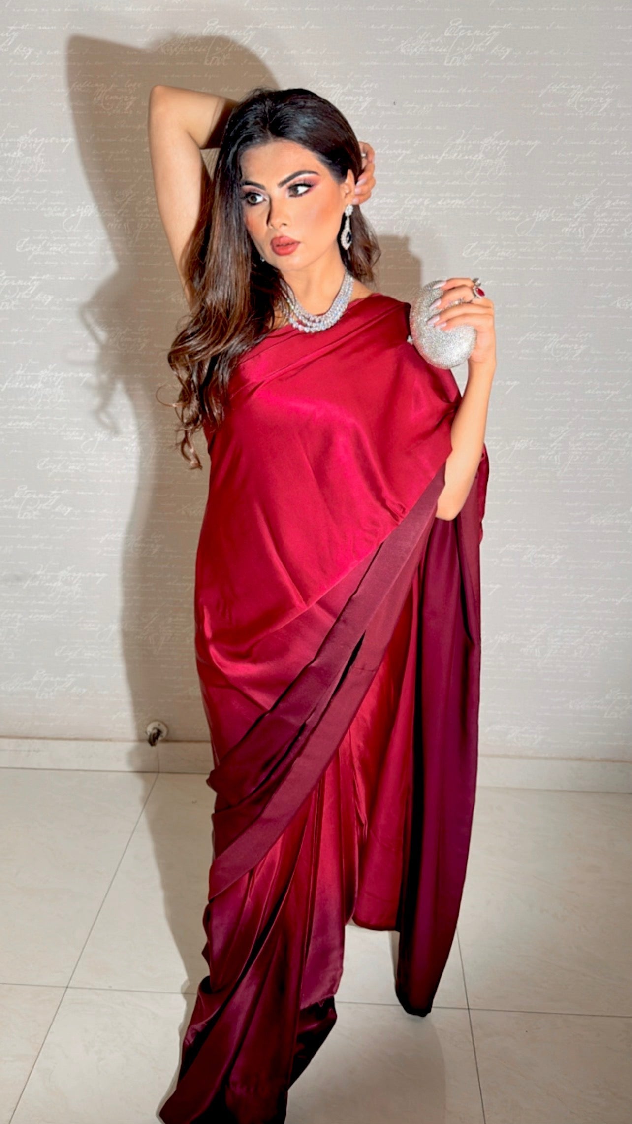 Sammy K - Red Ombre Saree