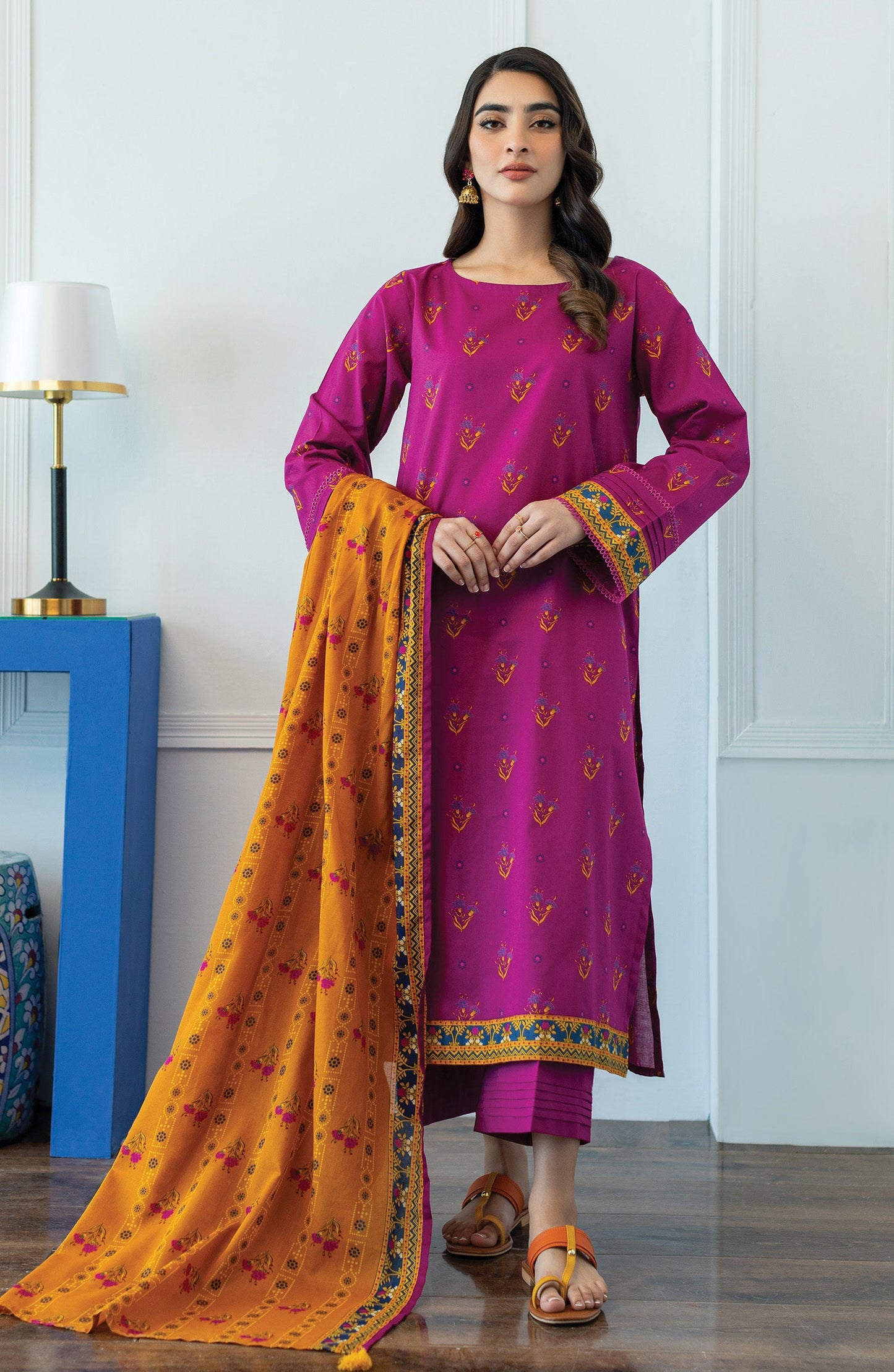 Orient - Unstitched 3 Piece Printed Lawn Shirt , Lawn Pant and Lawn Dupatta