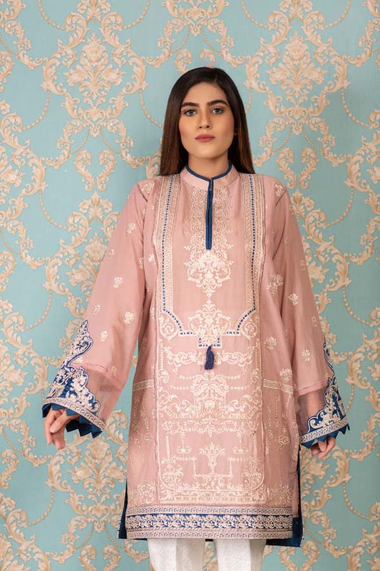 Adan's Libas - Charming Pink - Stitched Embroidered Swiss Shirt