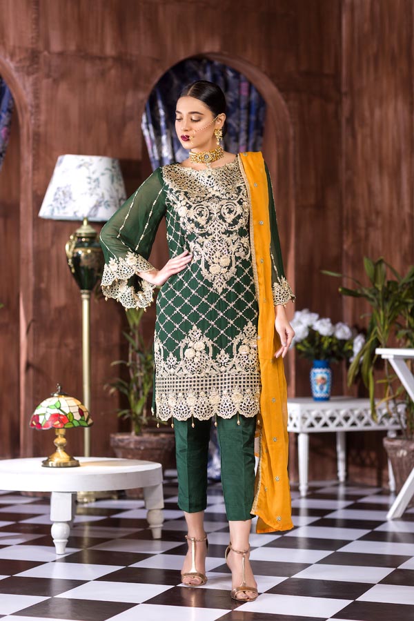 Adan's Libas - Spring Lime - Luxury Embroidered Chiffon