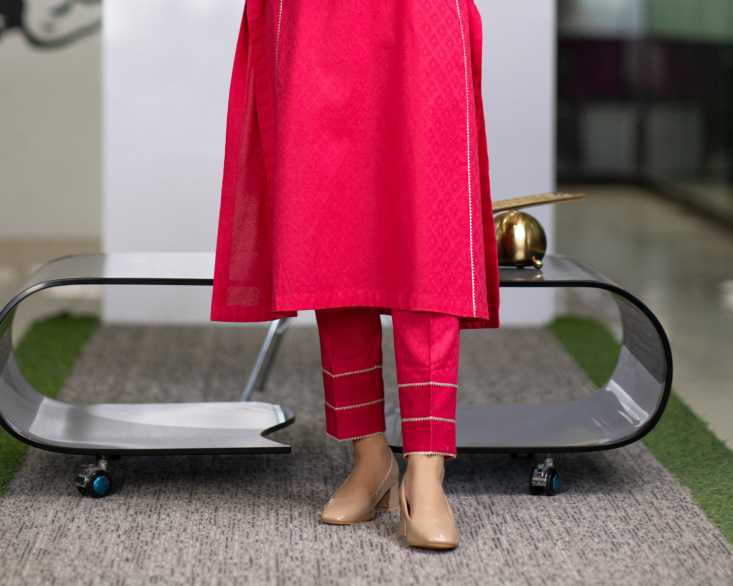 Eraj Hussain - Bright Pink Gotta Lace Trouser