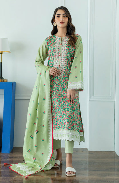 Orient - Stitched 3 Piece Embroidered Lawn Shirt , Cambric Pant and Lawn Dupatta