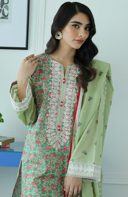 Orient - Stitched 3 Piece Embroidered Lawn Shirt , Cambric Pant and Lawn Dupatta