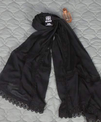Bareeq Outfits - Black Chiffon Lace Detailing Dupatta