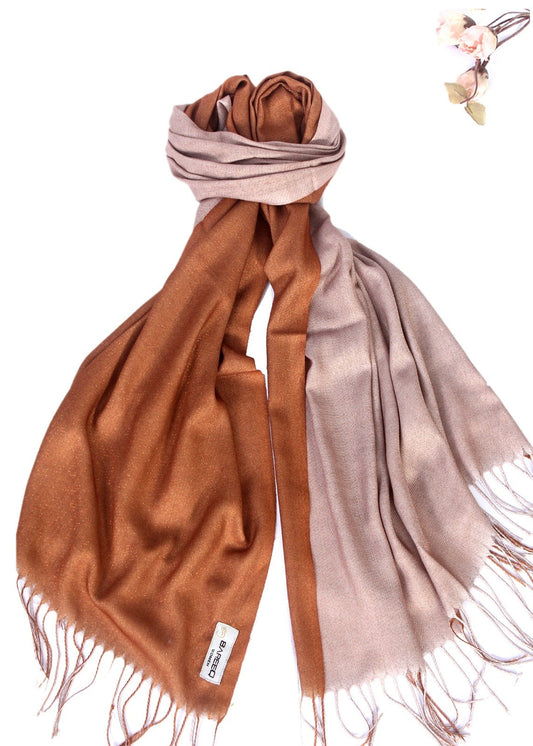 Bareeq Outfits - Rust & Rosy Brown Stoler ZTTFS-08