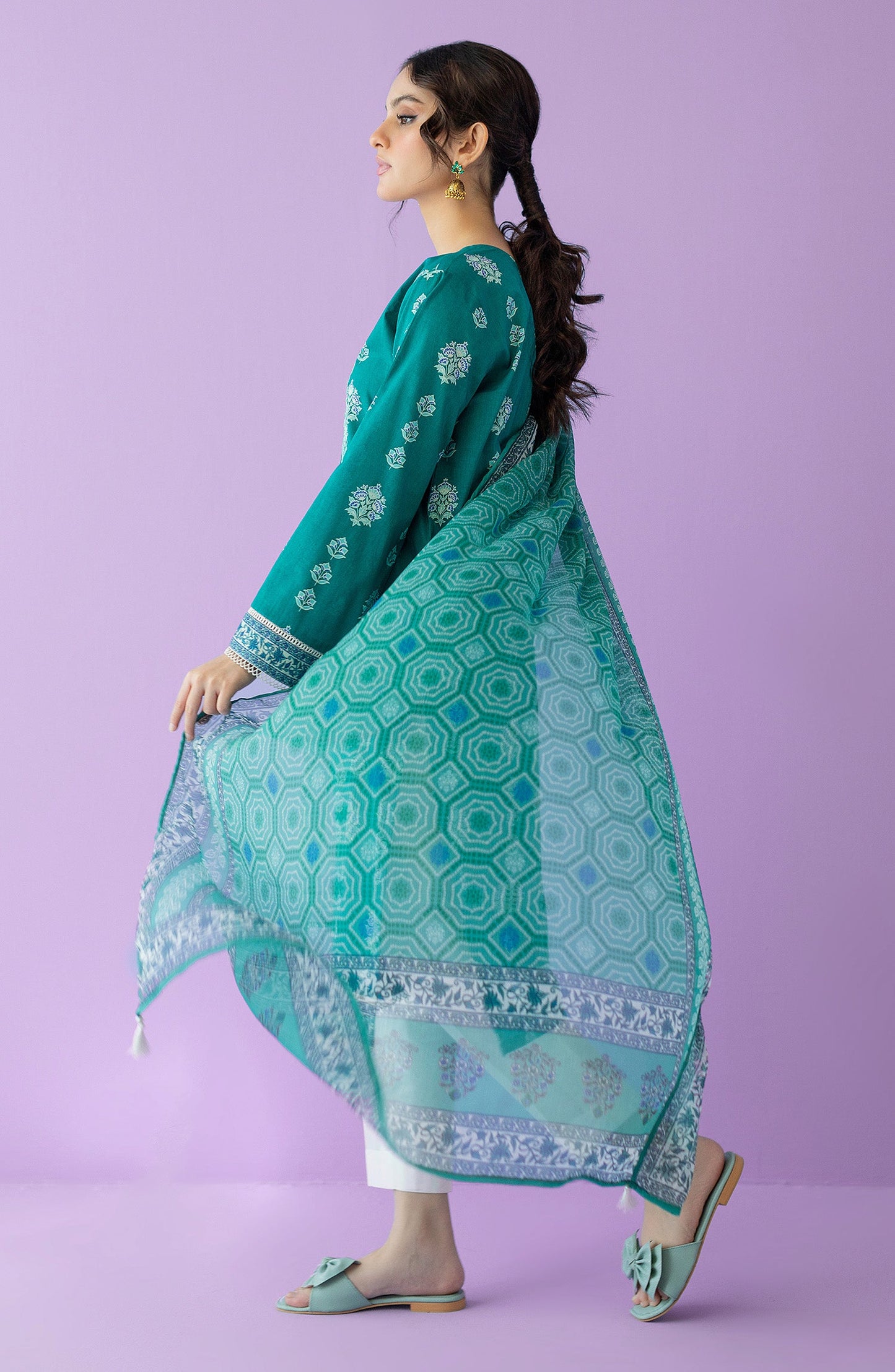 Orient - Unstitched 2 Piece Embroidered Lawn Shirt and Bimber Chiffon Dupatta
