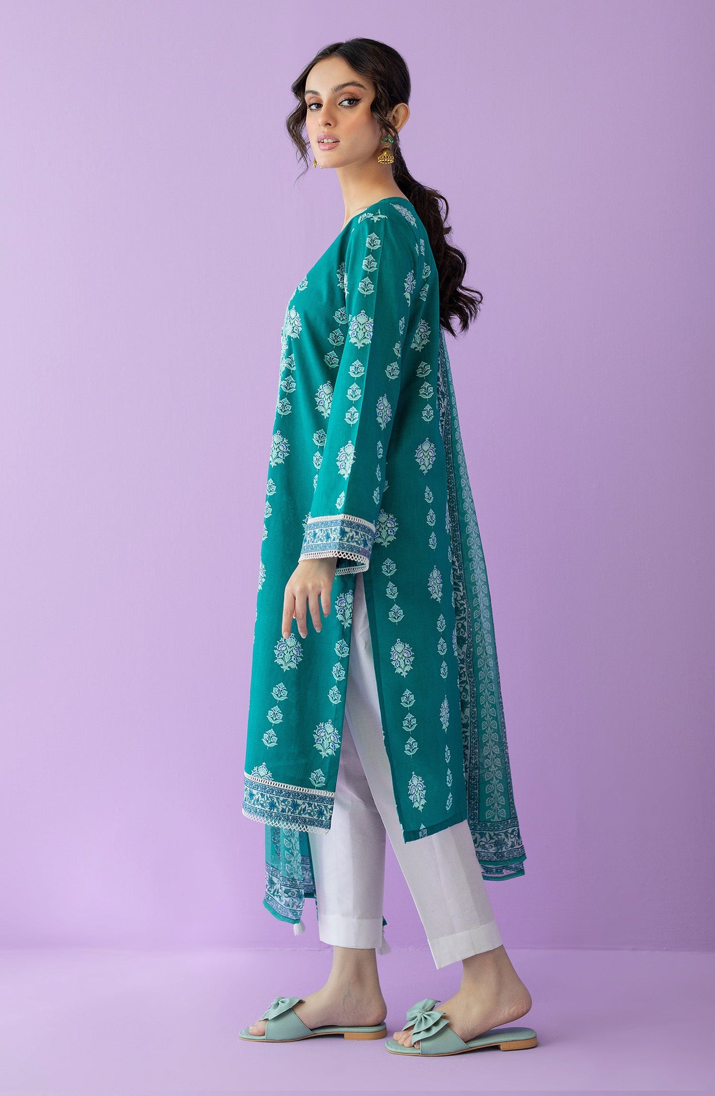 Orient - Unstitched 2 Piece Embroidered Lawn Shirt and Bimber Chiffon Dupatta