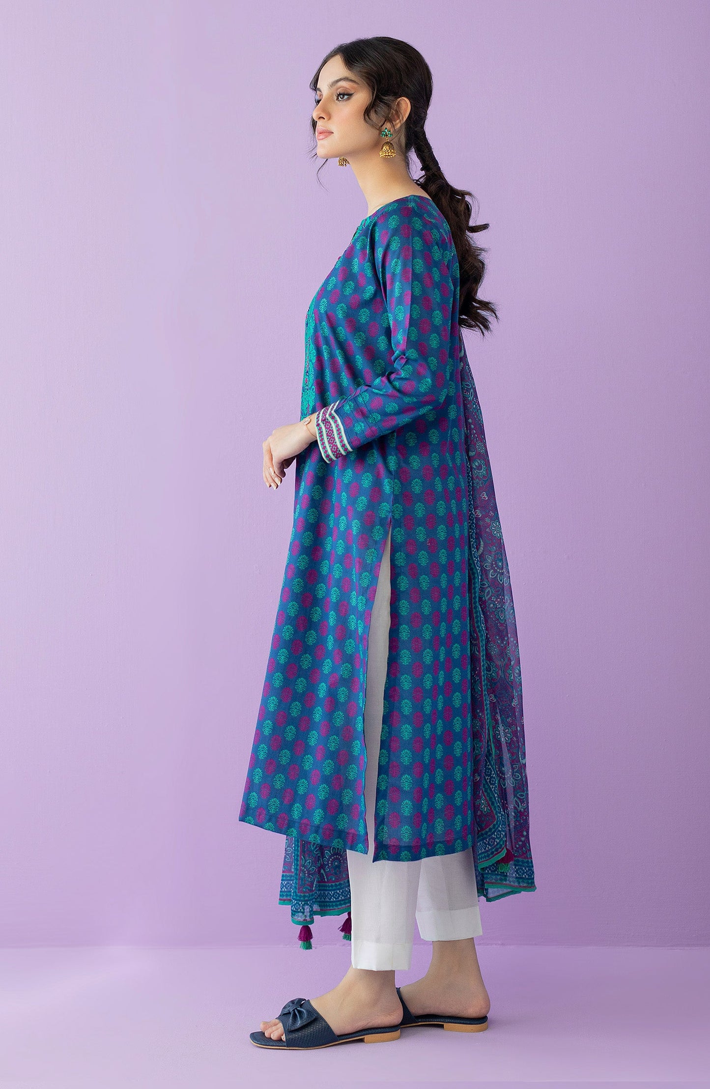 Orient - Unstitched 2 Piece Embroidered Lawn Shirt and Bimber Chiffon Dupatta