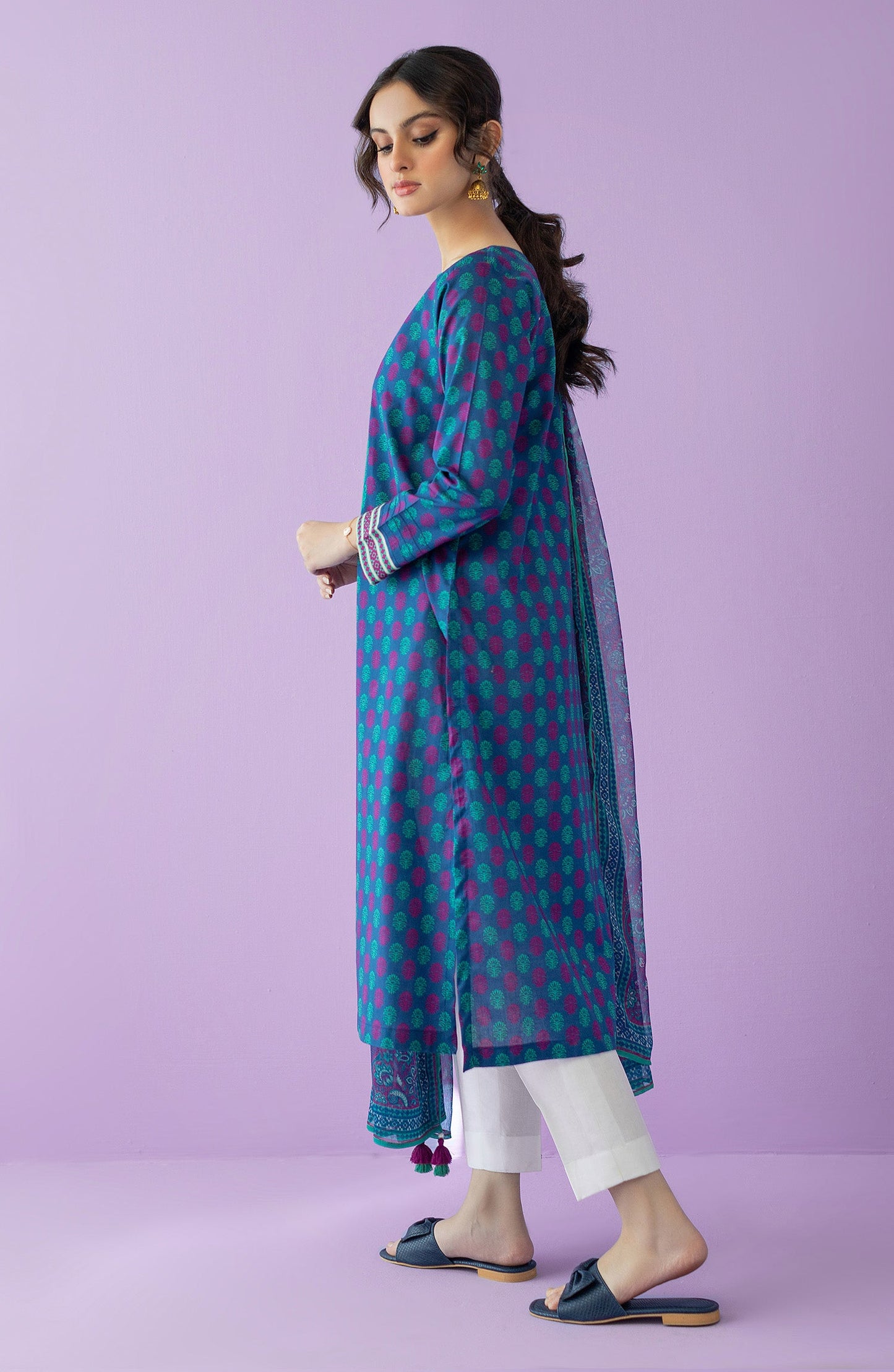 Orient - Unstitched 2 Piece Embroidered Lawn Shirt and Bimber Chiffon Dupatta