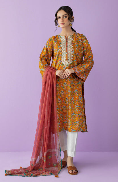 Orient - Stitched 2 Piece Embroidered Lawn Shirt and Chiffon Dupatta