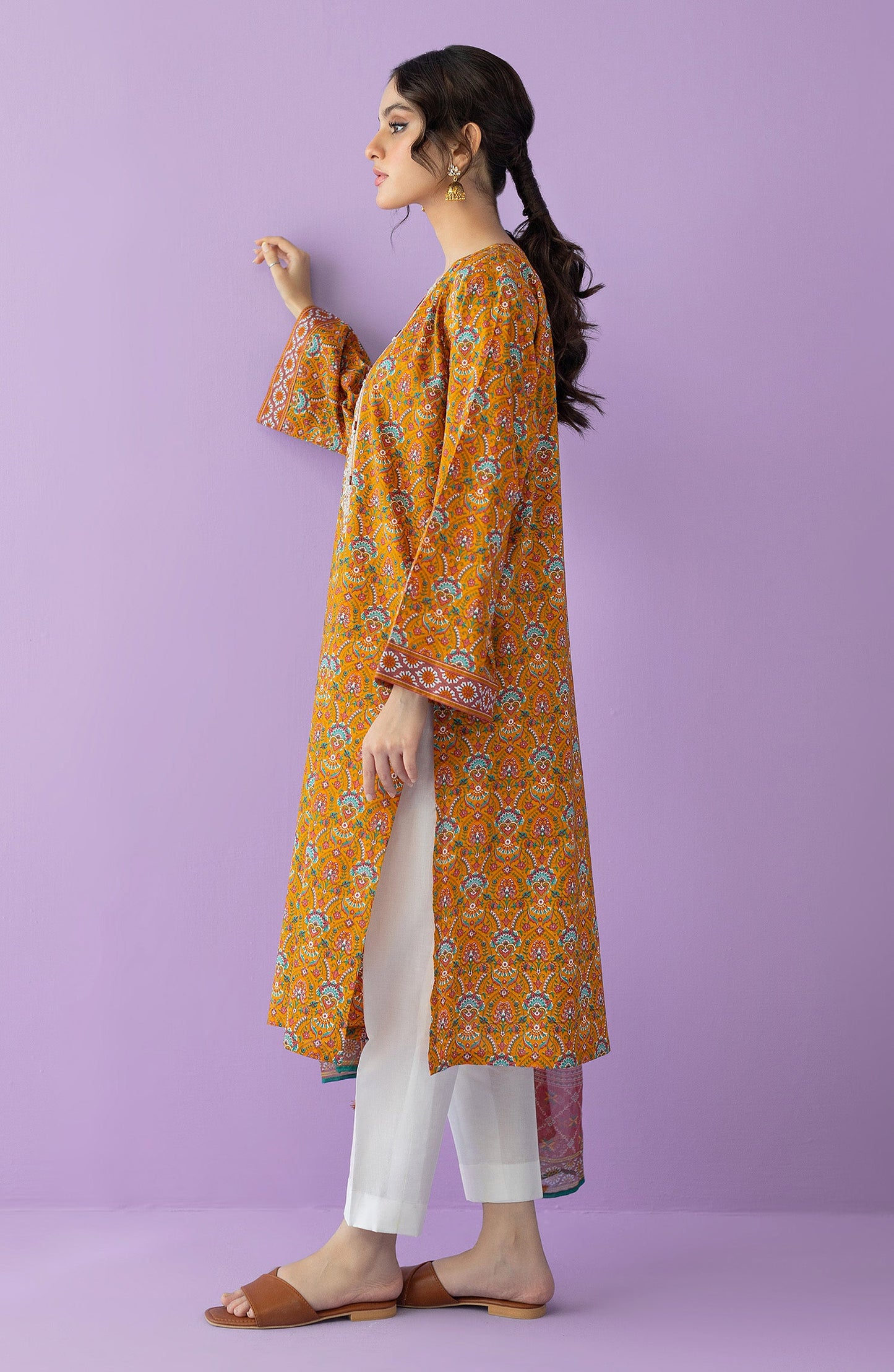 Orient - Stitched 2 Piece Embroidered Lawn Shirt and Chiffon Dupatta