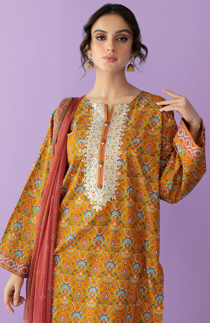 Orient - Stitched 2 Piece Embroidered Lawn Shirt and Chiffon Dupatta