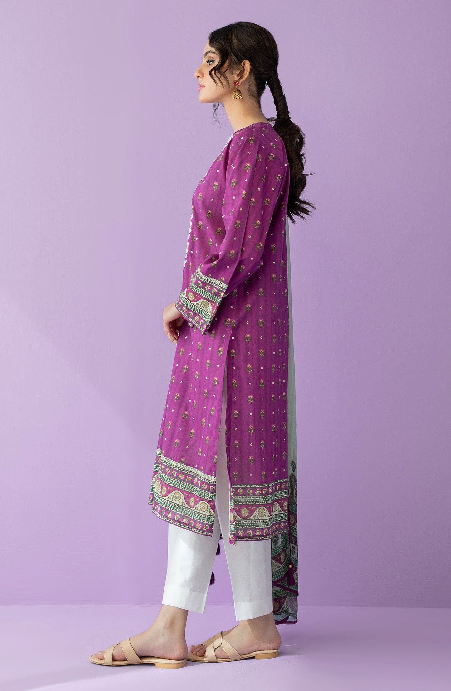 Orient - Stitched 2 Piece Embroidered Lawn Shirt and Chiffon Dupatta
