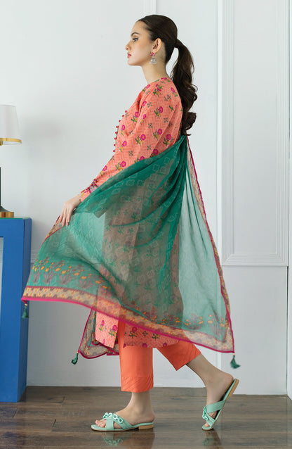 Orient - Stitched 3 Piece Printed Lawn Shirt , Cambric Pant and Chiffon Dupatta